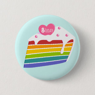 Badge Rond 5 Cm Gâteau d'anniversaire de la couche arc-en-ciel de