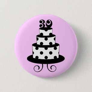 Badge Rond 5 Cm Gâteau d'anniversaire de point de polka 30ème