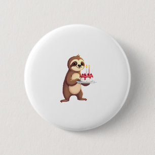 Badge Rond 5 Cm Gâteau d'anniversaire drôle avec costume de paress