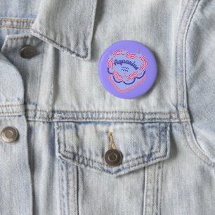 Badge Rond 5 Cm Gâteau d'anniversaire pastel du zodiaque Verseau C