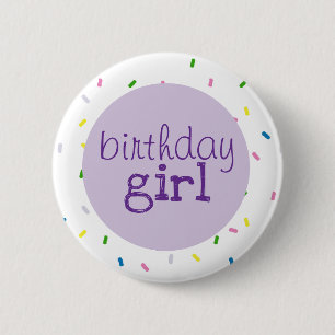 Badge Rond 5 Cm Gâteau d'anniversaire Script Motif Sprinkles