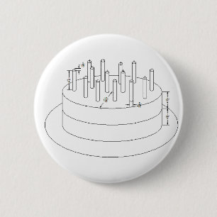 Badge Rond 5 Cm Gâteau d'anniversaire - style architectural rédi