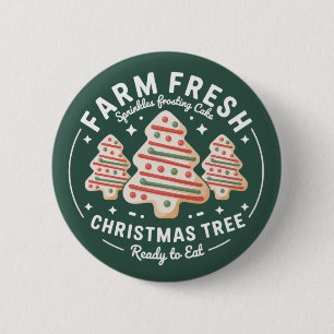Badge Rond 5 Cm Gâteau d'arbre de Noël frais de la ferme Fêtes de 