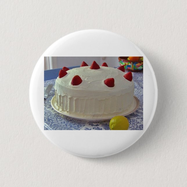 Badge Rond 5 Cm Gâteau de fraise (Devant)