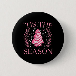 Badge Rond 5 Cm Gâteau De Noël Rose Vintage Noël C'Est La Mer