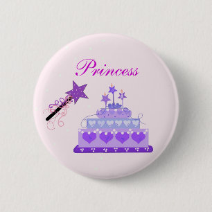 Badge Rond 5 Cm Gâteau de princesse et baguette magique