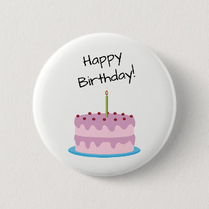 Badge Rond 5 Cm Gâteau de rose de joyeux anniversaire
