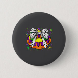 Badge Rond 5 Cm Gâteau des Rois & Nœud Coquette Mardi Gras Mardi G