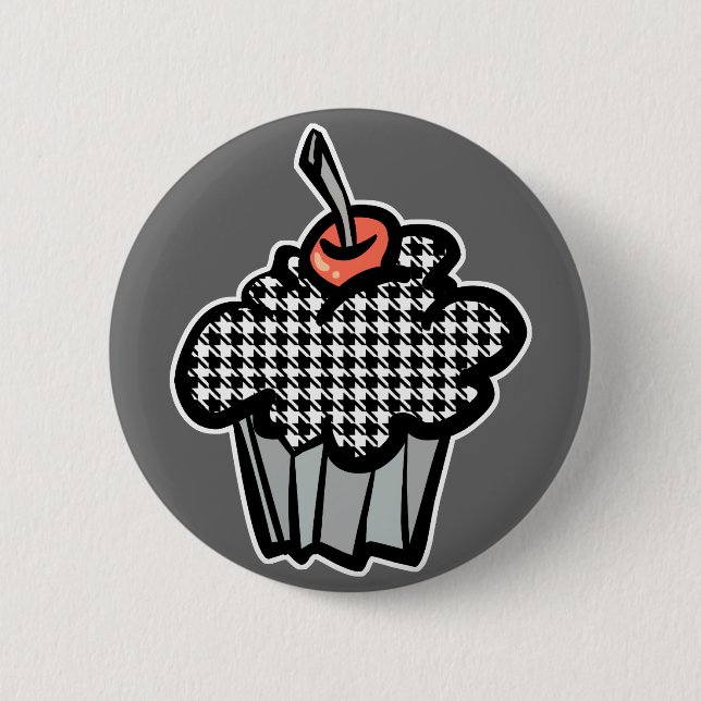 Badge Rond 5 Cm gâteau houndstooth (Devant)