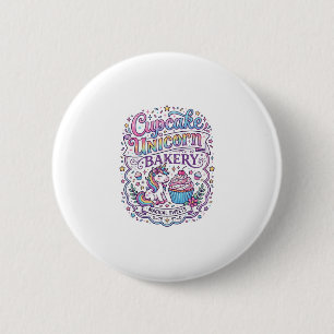 Badge Rond 5 Cm Gâteau Licorne Licorne Boulangerie Fond Blanc Pr