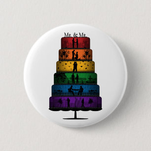Badge Rond 5 Cm Gâteau Mariage Gay pride