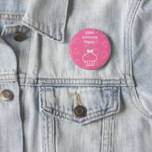 Badge Rond 5 Cm Gâteau rose