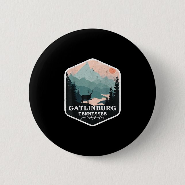 Badge Rond 5 Cm Gatlinburg Tennessee Great Smoky Mountains Hiking (Devant)