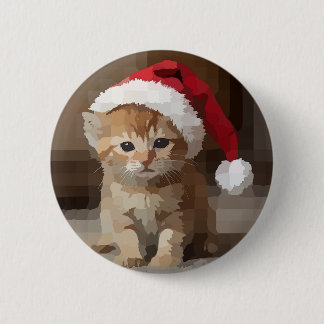Badge Rond 5 Cm Gato fofo em noite de Natal.