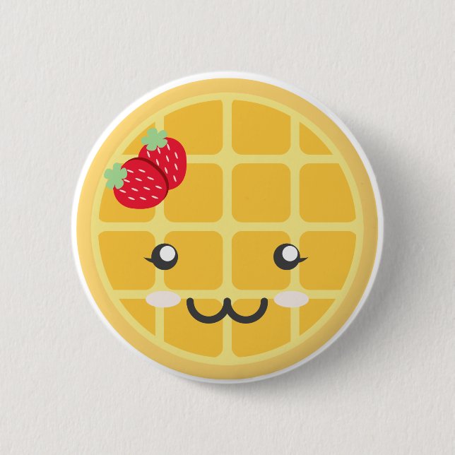 Badge Rond 5 Cm Gaufre de fraise (Devant)