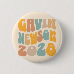 Badge Rond 5 Cm Gavin Newsom 2028 Pour Président Texte Ondulé