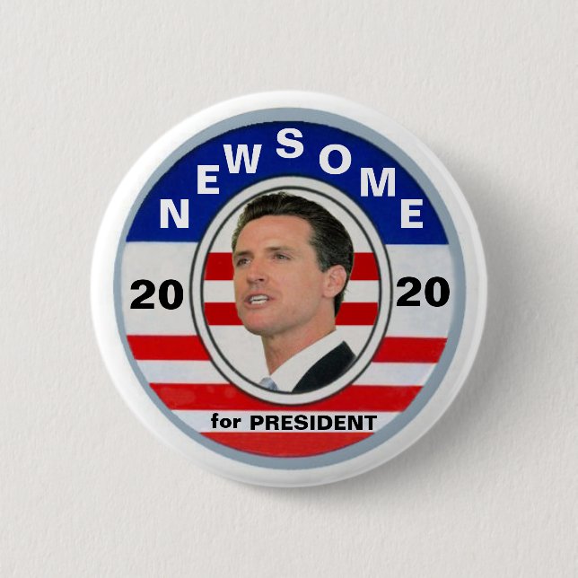 Badge Rond 5 Cm Gavin Newsome pour le président 2020 (Devant)