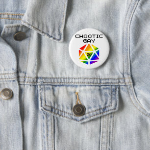 Badge Rond 5 Cm Gay D20 chaotique - LGBTQ+ Pride MDN