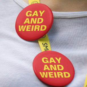 Badge Rond 5 Cm Gay Et Bizarre Rouge Jaune Mois De Fierté Sexe