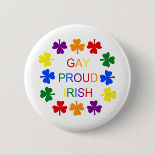 Badge Rond 5 Cm Gay Fier Irlandais LGBT Rainbow Shamrocks