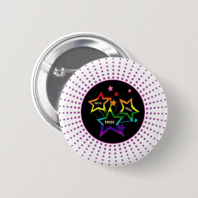 Badge Rond 5 Cm Gay LGBTQ Pride Stars Rainbow (Devant & derrière)