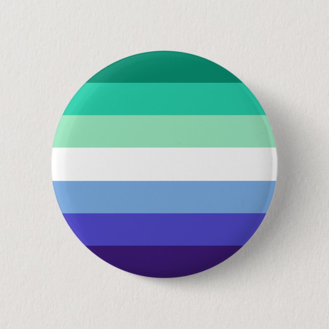 Badge Rond 5 Cm Gay Man Masc Masculine Vert Blue Pride Drapeau Que (Devant)