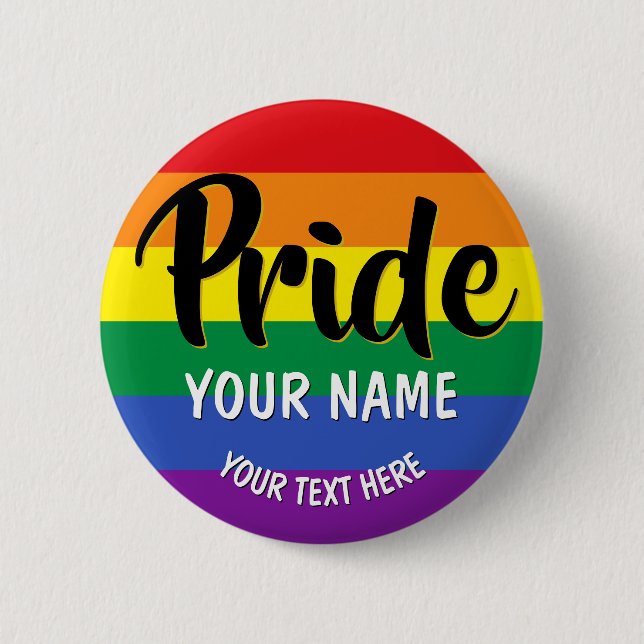 Badge Rond 5 Cm GAY PRIDE arc-en-ciel LGBT personnalisé (Devant)