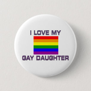 Badge Rond 5 Cm Gay pride J'Aime Ma Fille Gay