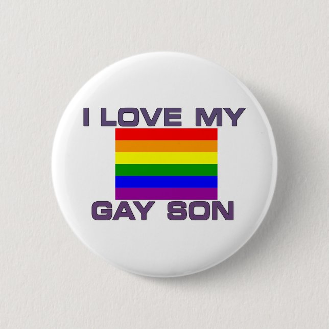 Badge Rond 5 Cm Gay pride J'Aime Mon Fils Gay (Devant)