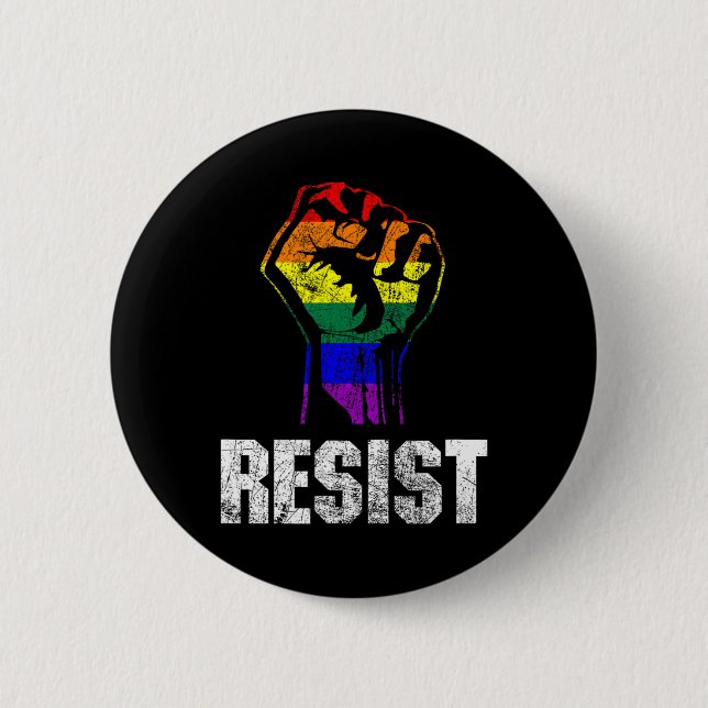Badge Rond 5 Cm Gay pride Lgbt Résiste (Devant)