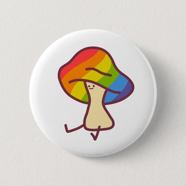 Badge Rond 5 Cm Gay Pride Mushroom Pin (Devant)