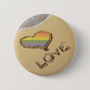 Badge Rond 5 Cm Gay Rainbow Amour Coeur Dans Le Sable