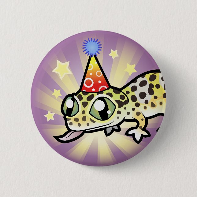 Badge Rond 5 Cm Gecko de léopard d'anniversaire (Devant)