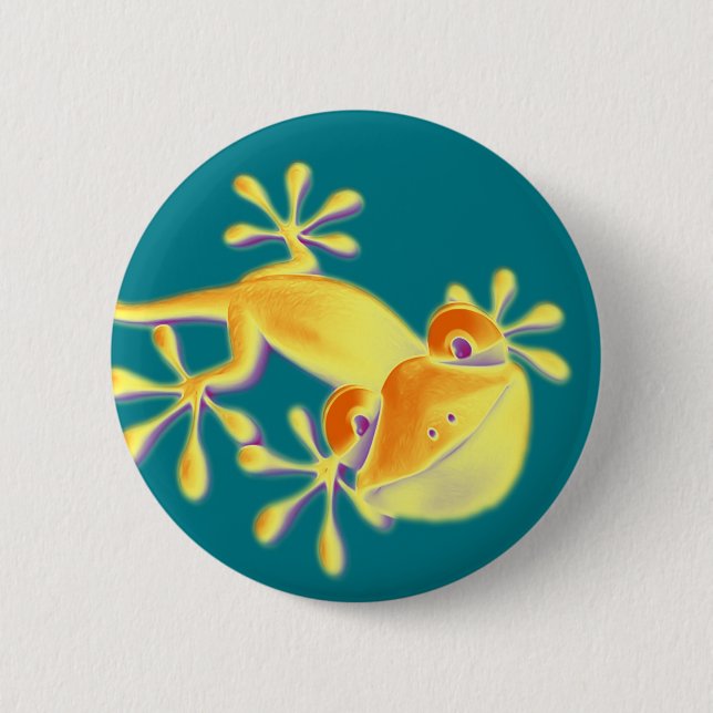 Badge Rond 5 Cm Gecko de sourire drôle + votre arrière - plan et (Devant)