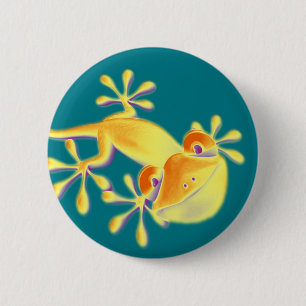 Badge Rond 5 Cm Gecko de sourire drôle + votre arrière - plan et