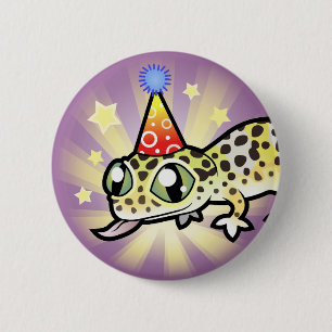 Badge Rond 5 Cm Gecko léopard d'anniversaire