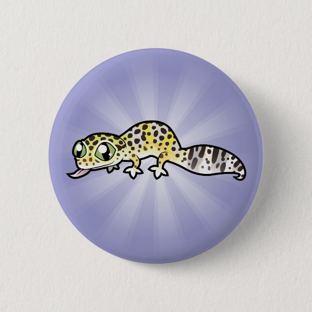 Badge Rond 5 Cm Gecko léopard de dessin animé (Devant)