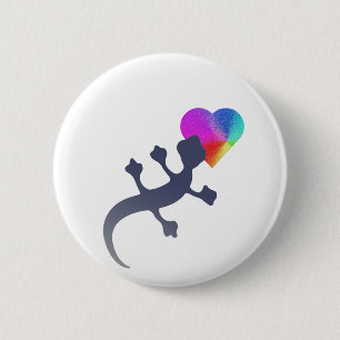 Badge Rond 5 Cm Gecko Love
