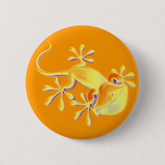 Badge Rond 5 Cm Gecko souriant - orange (Devant)