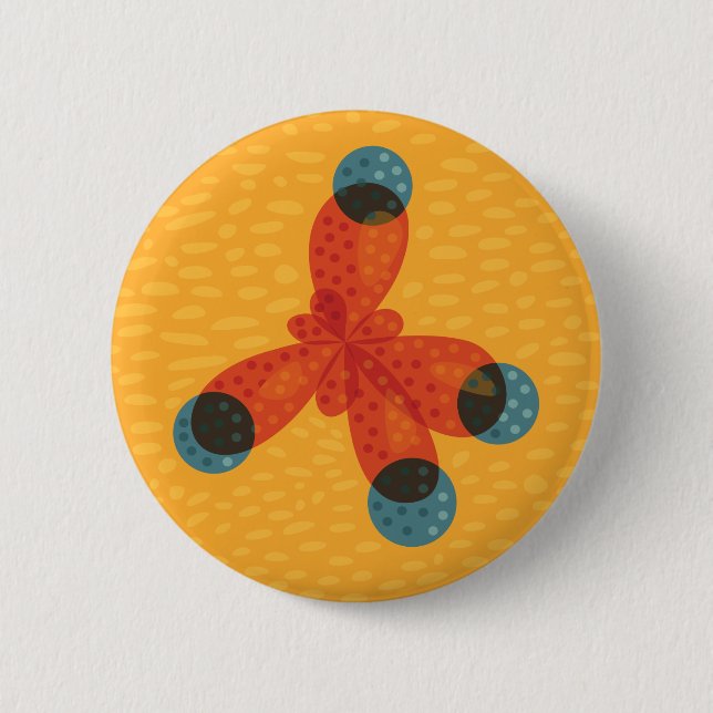 Badge Rond 5 Cm Geek de chimie Molécule de méthane orange (Devant)