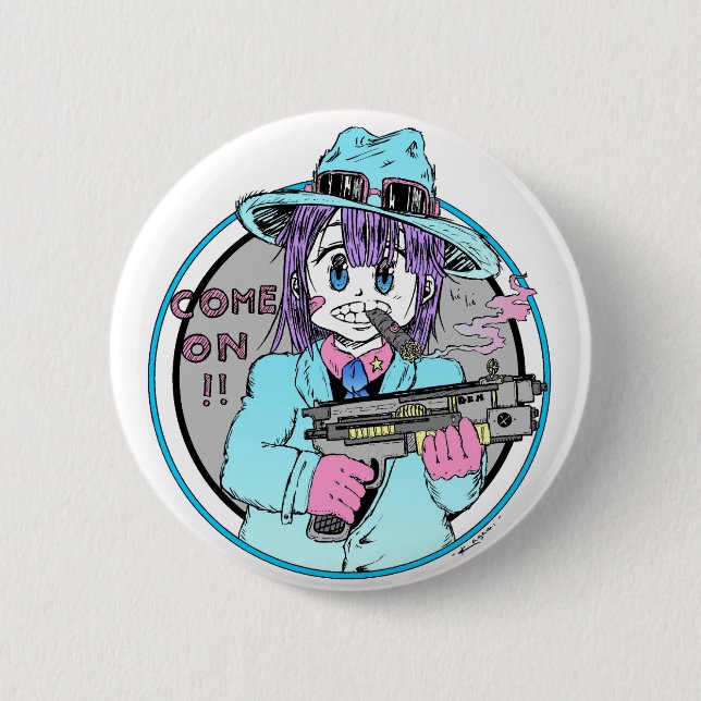 Badge Rond 5 Cm Geek manga gun girl (Devant)