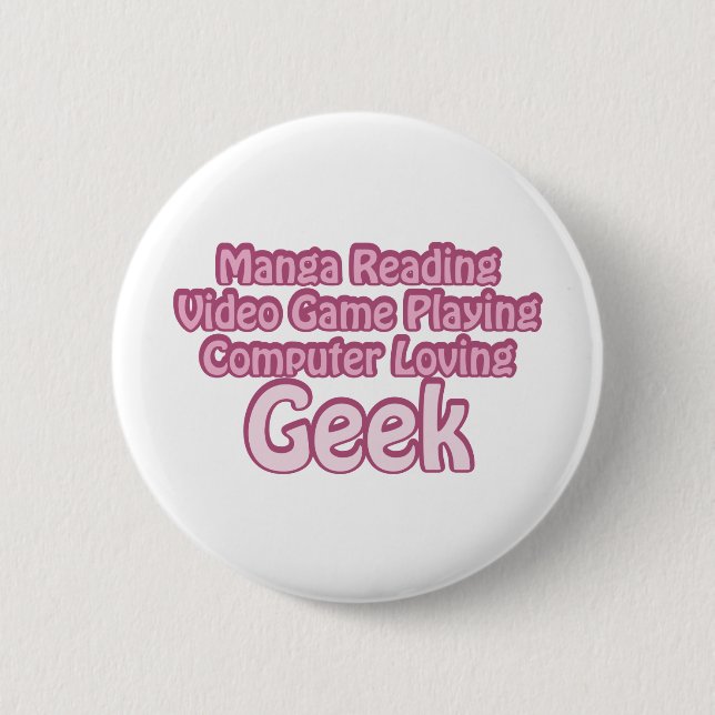 Badge Rond 5 Cm Geek rose (Devant)
