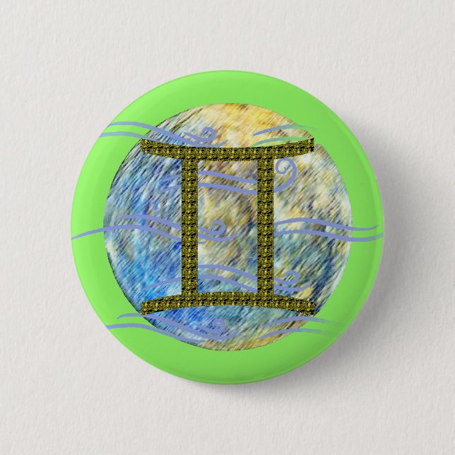 Badge Rond 5 Cm Gémeaux (Devant)