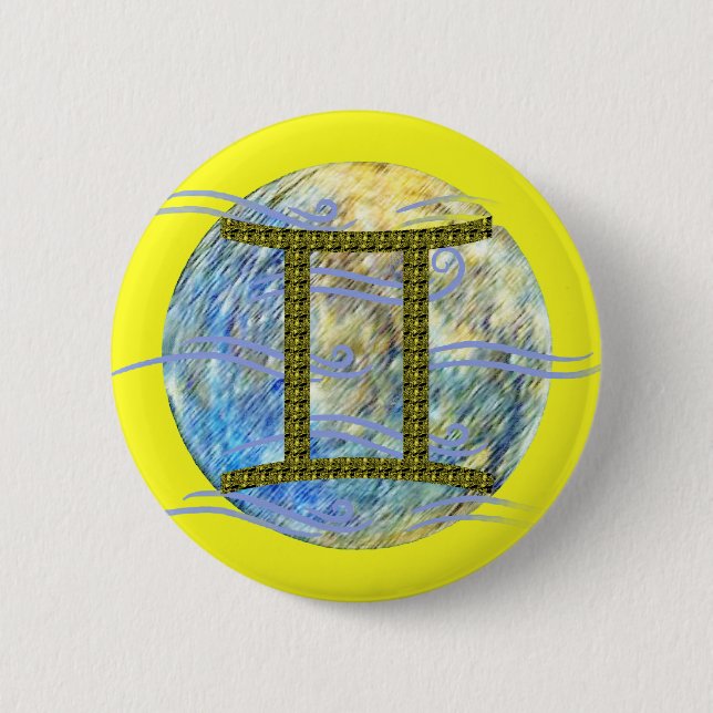 Badge Rond 5 Cm Gémeaux (Devant)