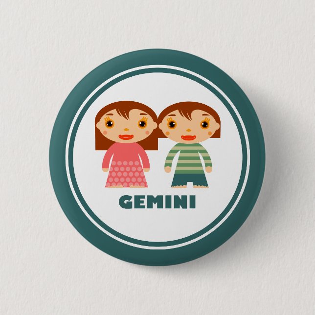Badge Rond 5 Cm Gemini est mon signe zodiaque (Devant)