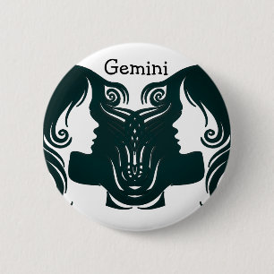 Badge Rond 5 Cm Gemini  Horoscope Zodiac Sign Button