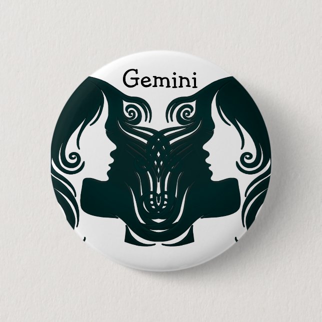 Badge Rond 5 Cm Gemini  Horoscope Zodiac Sign Button (Devant)