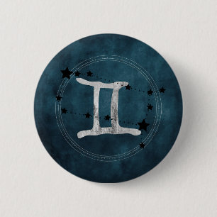 Badge Rond 5 Cm Gemini the Twins zodiac sign constellation stars