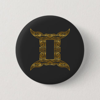 Badge Rond 5 Cm Gemini Zodiac - Or Tribal