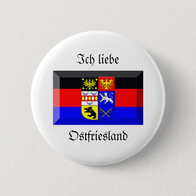 Badge Rond 5 Cm Gemme de drapeau d'Ostfriesland (Devant)